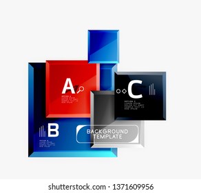 Geometrical design squares abstract banner, glossy shiny effects. Vector geometric minimal template