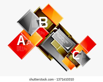 Geometrical design squares abstract banner, glossy shiny effects. Vector geometric minimal template
