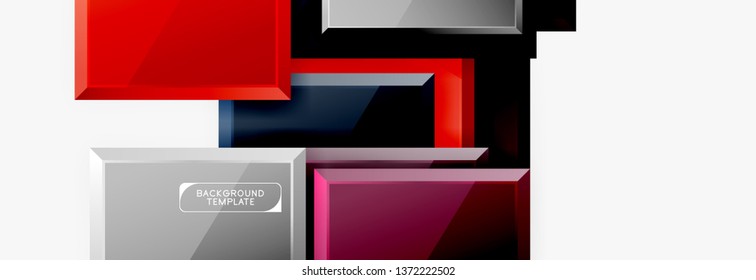 Geometrical design squares abstract banner, glossy shiny effects. Vector geometric minimal template