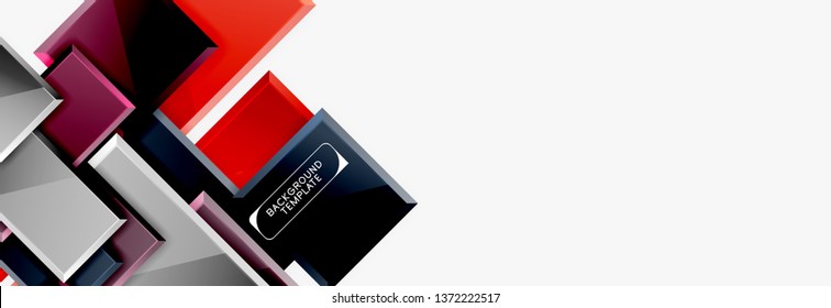 Geometrical design squares abstract banner, glossy shiny effects. Vector geometric minimal template