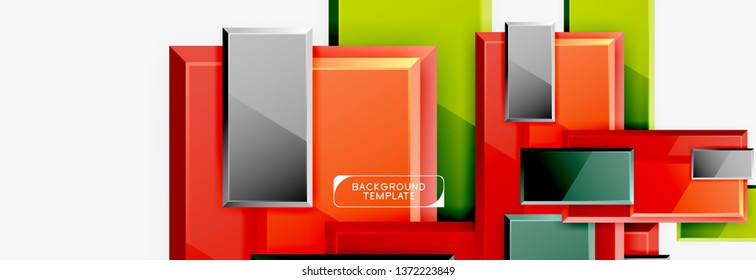 Geometrical design squares abstract banner, glossy shiny effects. Vector geometric minimal template