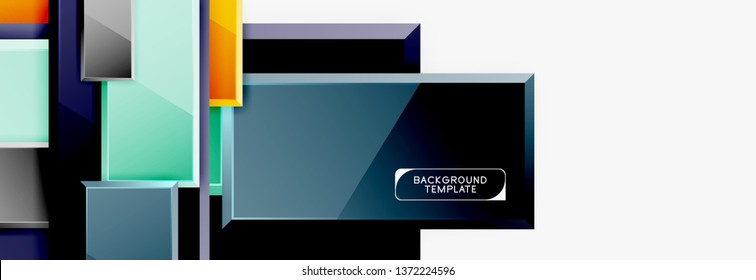 Geometrical design squares abstract banner, glossy shiny effects. Vector geometric minimal template