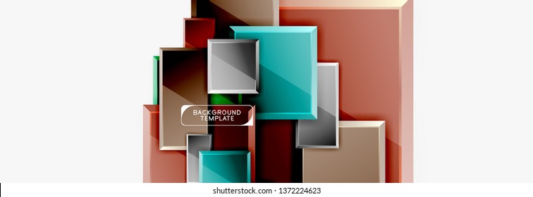 Geometrical design squares abstract banner, glossy shiny effects. Vector geometric minimal template