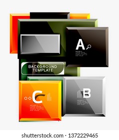 Geometrical design squares abstract banner, glossy shiny effects. Vector geometric minimal template
