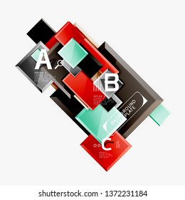 Geometrical design squares abstract banner, glossy shiny effects. Vector geometric minimal template