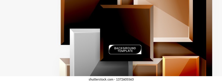 Geometrical design squares abstract banner, glossy shiny effects. Vector geometric minimal template