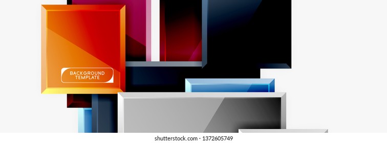 Geometrical design squares abstract banner, glossy shiny effects. Vector geometric minimal template