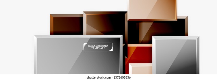 Geometrical design squares abstract banner, glossy shiny effects. Vector geometric minimal template