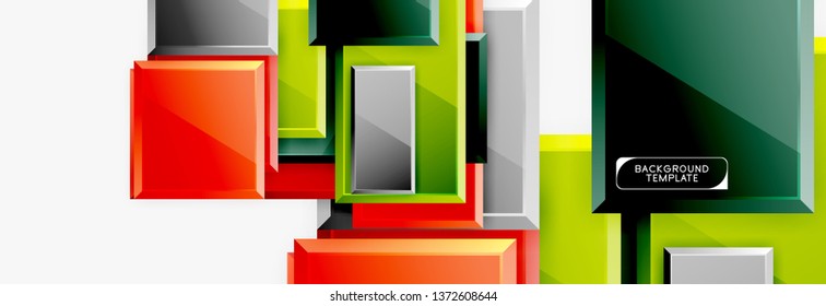 Geometrical design squares abstract banner, glossy shiny effects. Vector geometric minimal template