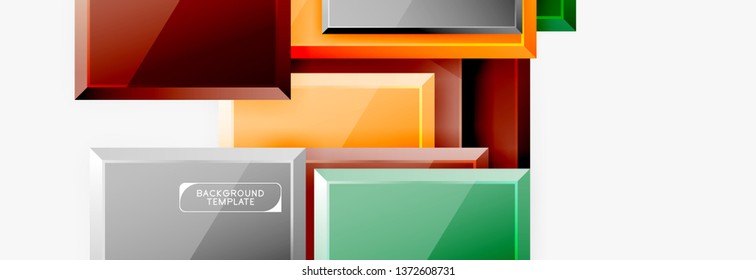 Geometrical design squares abstract banner, glossy shiny effects. Vector geometric minimal template
