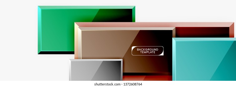 Geometrical design squares abstract banner, glossy shiny effects. Vector geometric minimal template