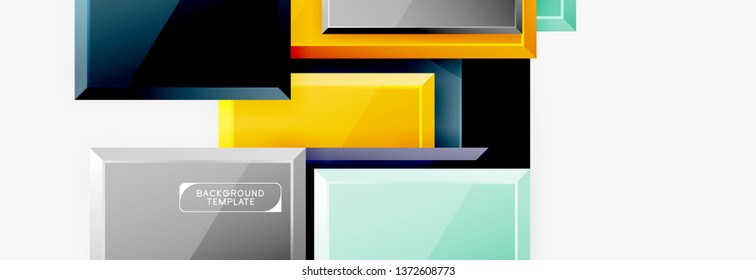 Geometrical design squares abstract banner, glossy shiny effects. Vector geometric minimal template