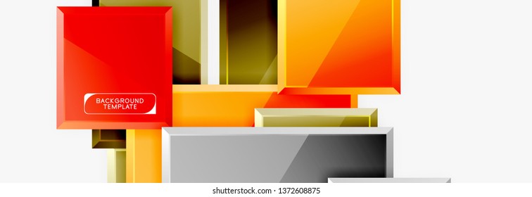 Geometrical design squares abstract banner, glossy shiny effects. Vector geometric minimal template