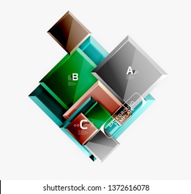 Geometrical design squares abstract banner, glossy shiny effects. Vector geometric minimal template