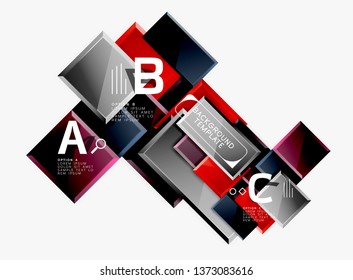 Geometrical design squares abstract banner, glossy shiny effects. Vector geometric minimal template