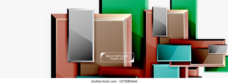 Geometrical design squares abstract banner, glossy shiny effects. Vector geometric minimal template