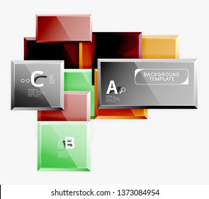 Geometrical design squares abstract banner, glossy shiny effects. Vector geometric minimal template