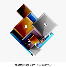 Geometrical design squares abstract banner, glossy shiny effects. Vector geometric minimal template