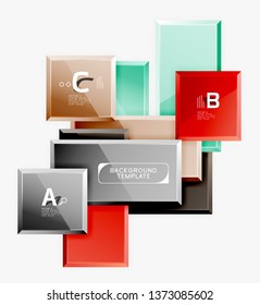 Geometrical design squares abstract banner, glossy shiny effects. Vector geometric minimal template