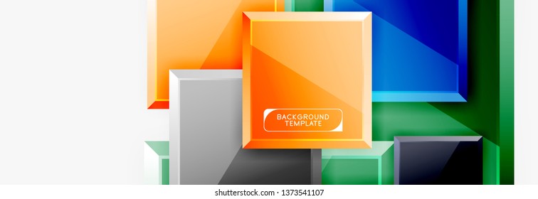 Geometrical design squares abstract banner, glossy shiny effects. Vector geometric minimal template