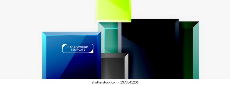 Geometrical design squares abstract banner, glossy shiny effects. Vector geometric minimal template