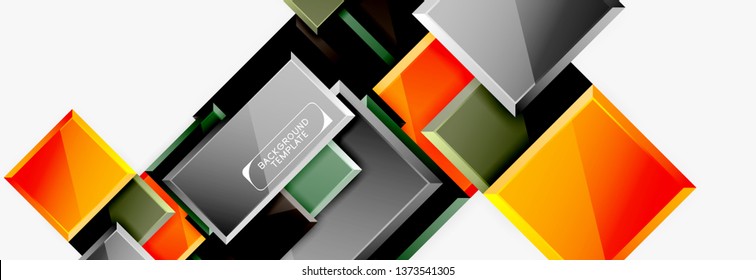 Geometrical design squares abstract banner, glossy shiny effects. Vector geometric minimal template