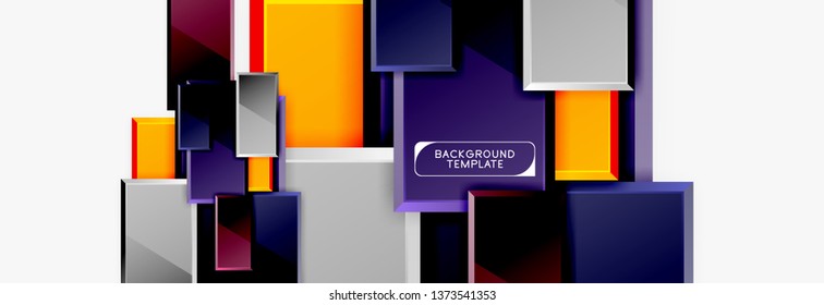 Geometrical design squares abstract banner, glossy shiny effects. Vector geometric minimal template