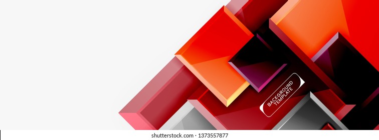 Geometrical design squares abstract banner, glossy shiny effects. Vector geometric minimal template