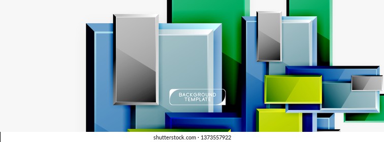 Geometrical design squares abstract banner, glossy shiny effects. Vector geometric minimal template