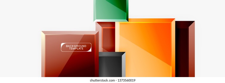 Geometrical design squares abstract banner, glossy shiny effects. Vector geometric minimal template