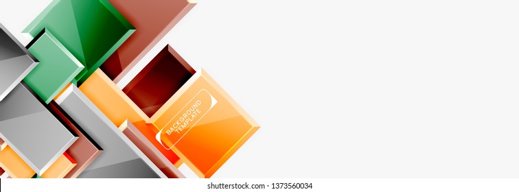 Geometrical design squares abstract banner, glossy shiny effects. Vector geometric minimal template