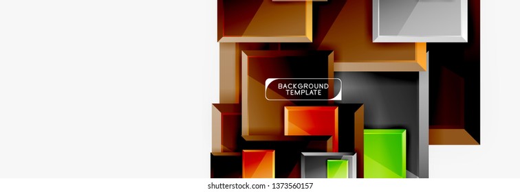 Geometrical design squares abstract banner, glossy shiny effects. Vector geometric minimal template