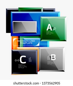 Geometrical design squares abstract banner, glossy shiny effects. Vector geometric minimal template