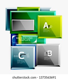 Geometrical design squares abstract banner, glossy shiny effects. Vector geometric minimal template