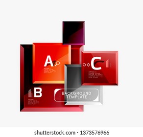 Geometrical design squares abstract banner, glossy shiny effects. Vector geometric minimal template