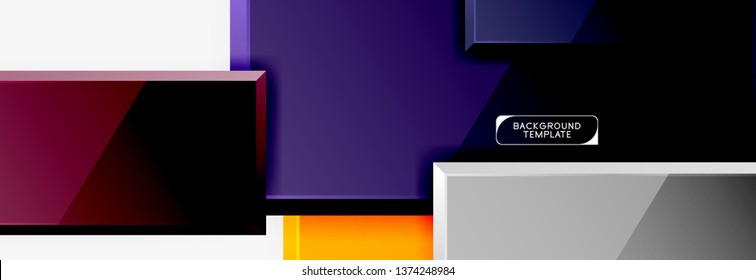 Geometrical design squares abstract banner, glossy shiny effects. Vector geometric minimal template