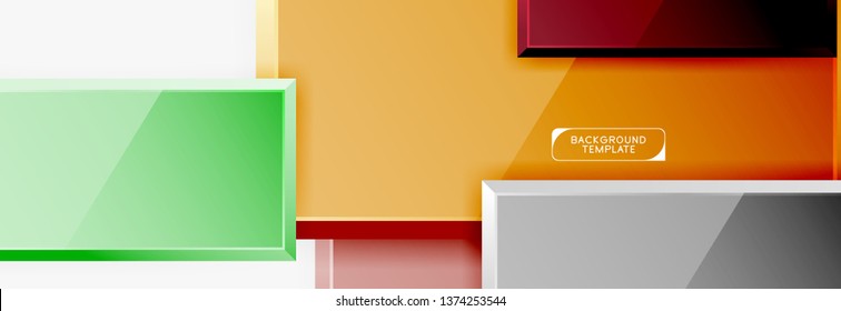 Geometrical design squares abstract banner, glossy shiny effects. Vector geometric minimal template