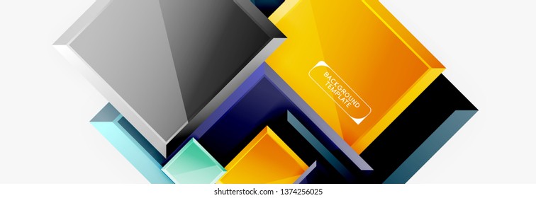Geometrical design squares abstract banner, glossy shiny effects. Vector geometric minimal template