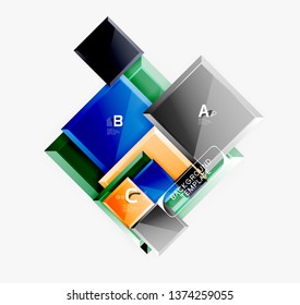 Geometrical design squares abstract banner, glossy shiny effects. Vector geometric minimal template