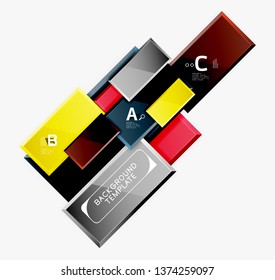 Geometrical design squares abstract banner, glossy shiny effects. Vector geometric minimal template