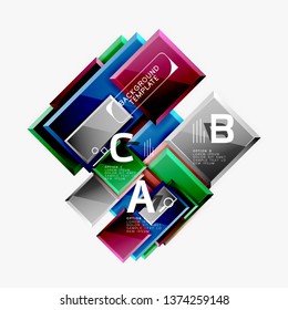 Geometrical design squares abstract banner, glossy shiny effects. Vector geometric minimal template