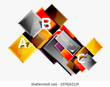Geometrical design squares abstract banner, glossy shiny effects. Vector geometric minimal template