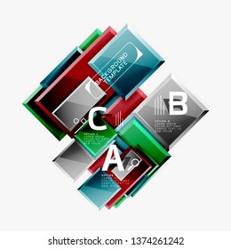 Geometrical design squares abstract banner, glossy shiny effects. Vector geometric minimal template