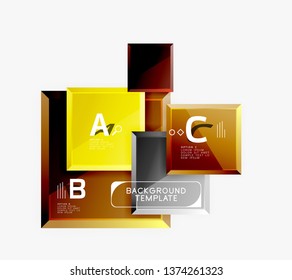 Geometrical design squares abstract banner, glossy shiny effects. Vector geometric minimal template
