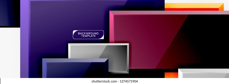 Geometrical design squares abstract banner, glossy shiny effects. Vector geometric minimal template