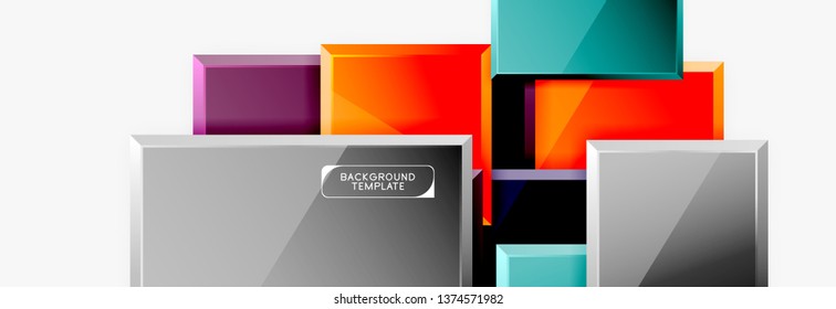 Geometrical design squares abstract banner, glossy shiny effects. Vector geometric minimal template