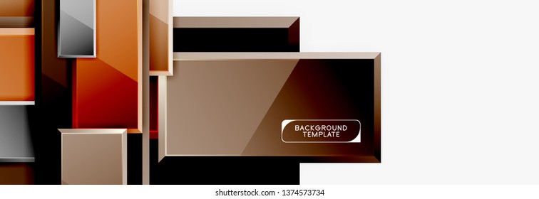 Geometrical design squares abstract banner, glossy shiny effects. Vector geometric minimal template