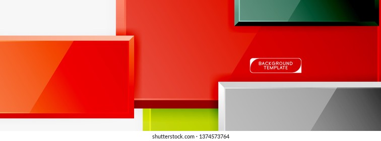 Geometrical design squares abstract banner, glossy shiny effects. Vector geometric minimal template