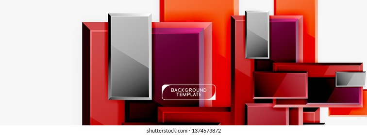 Geometrical design squares abstract banner, glossy shiny effects. Vector geometric minimal template