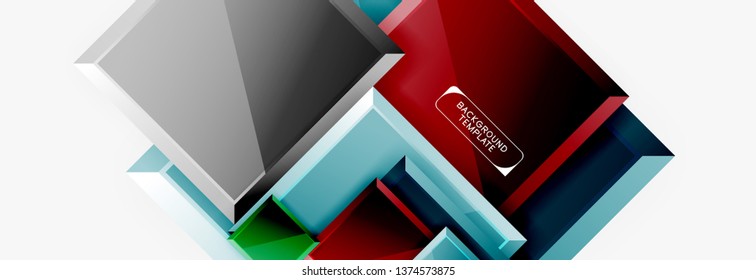 Geometrical design squares abstract banner, glossy shiny effects. Vector geometric minimal template